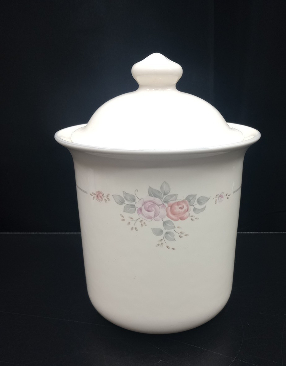Pfaltzgraff Trousseau Canister w Lid Small Roses Jar Crock